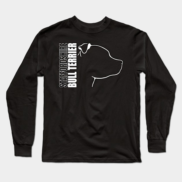 Staffordshire Bull Terrier profile dog lover Long Sleeve T-Shirt by wilsigns